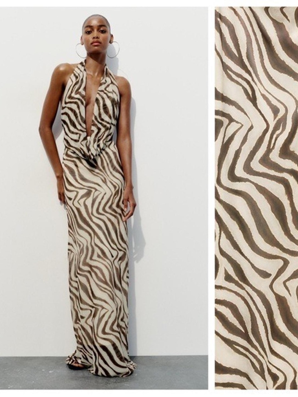 ✨ ZARA PRINTED TULLE HALTER DRESS — ZEBRA ✨